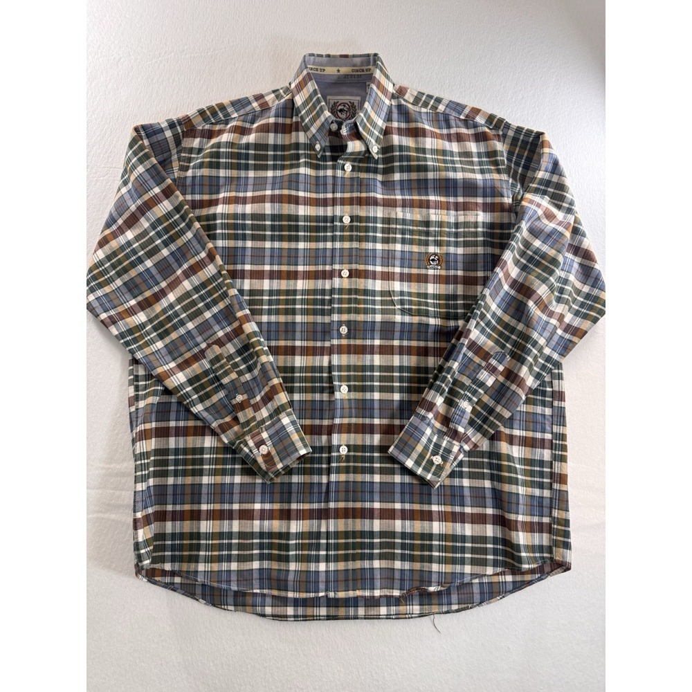Cinch Plaid Button Down Long Sleeve Mens Cotton Med Western Cowboy Rodeo EUC